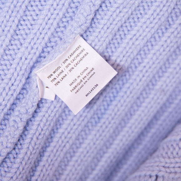 NAADAM Wool Cashmere Open Back Cable Knit Quarter Zip Pullover Sweater Blue M - Picture 3 of 5
